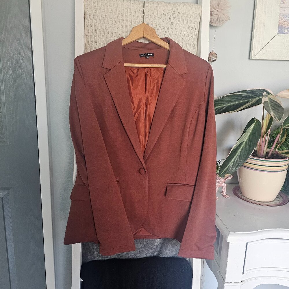 Fashion Nova Rust Blazer | XL | Wrinkle-Resistant Longline Jacket